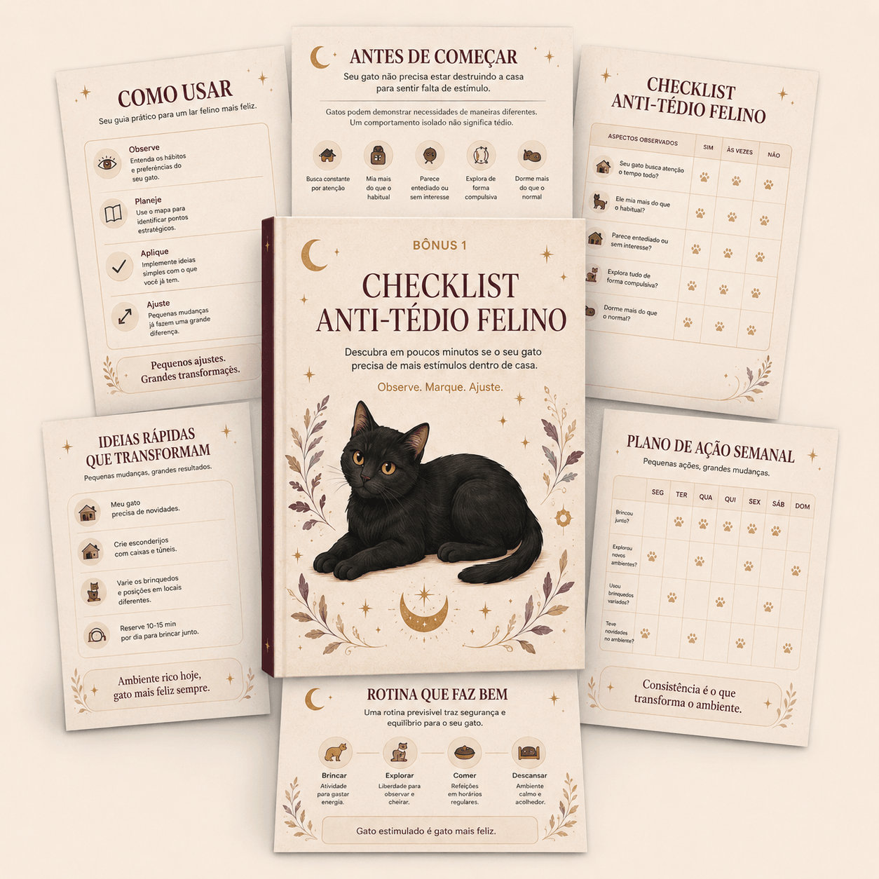Mockup do bônus 01: Checklist Anti-Tédio Felino
