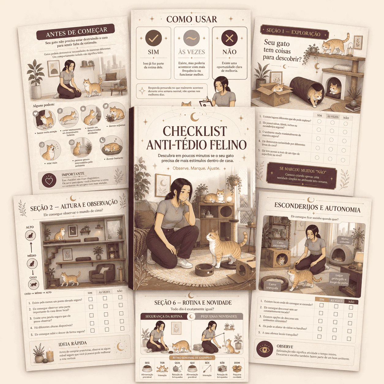 Mockup de Checklist Anti-Tédio Felino